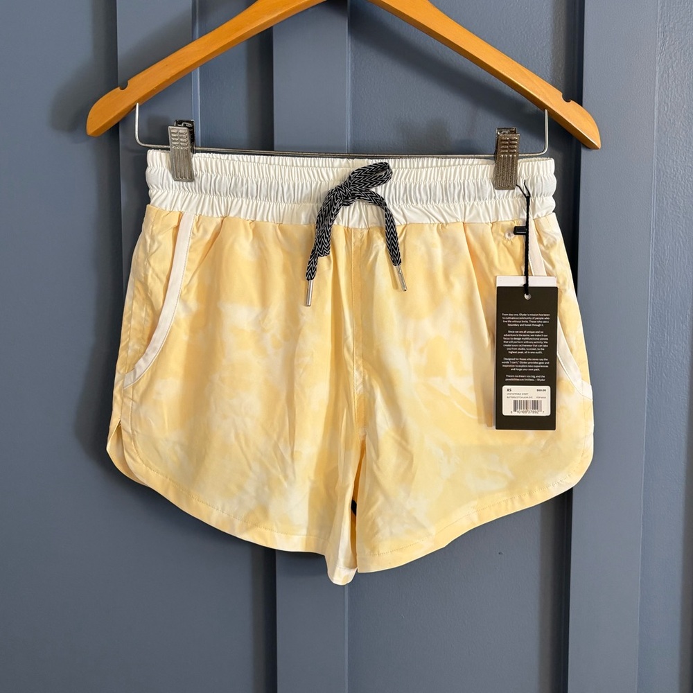 Glyder unstoppable butterscotch Yellow Tie-Dye Athletic Shorts size xs NWT